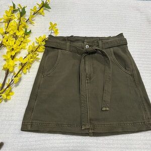 American Eagle Outfitters Olive Green Tie-Waist A-Line Skirt